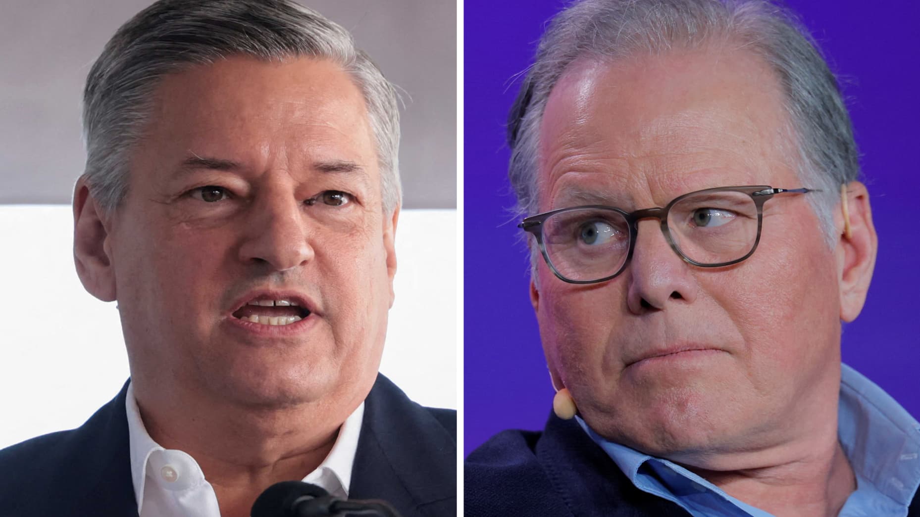 Ted Sarandos, left, co-CEO of Netflix, and David Zaslav, CEO of Warner Bros. Discovery.