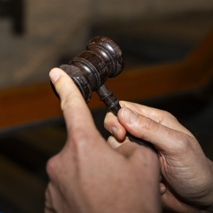 Hands holding an auction gavel.