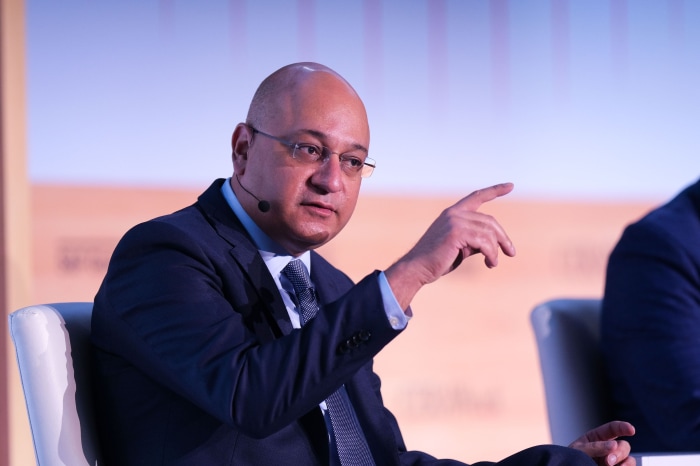 Manu Asthana, then-CEO of PJM, speaking at the CERAWeek 2024 conference.