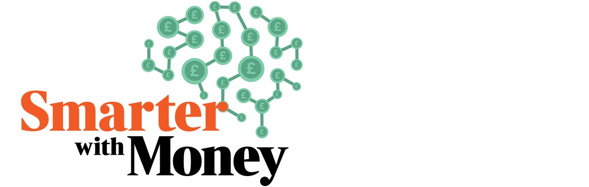 Illustration of the "Smarter with Money" logo, featuring a network of pound sterling symbols forming a brain-like shape.