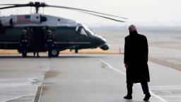 President Donald Trump walks toward Marine One after arriving at Zurich Airport on January 21, 2026.