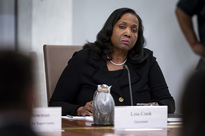 Federal Reserve Governor Lisa Cook listens during a Fed open meeting on October 24, 2025 in Washington, DC.