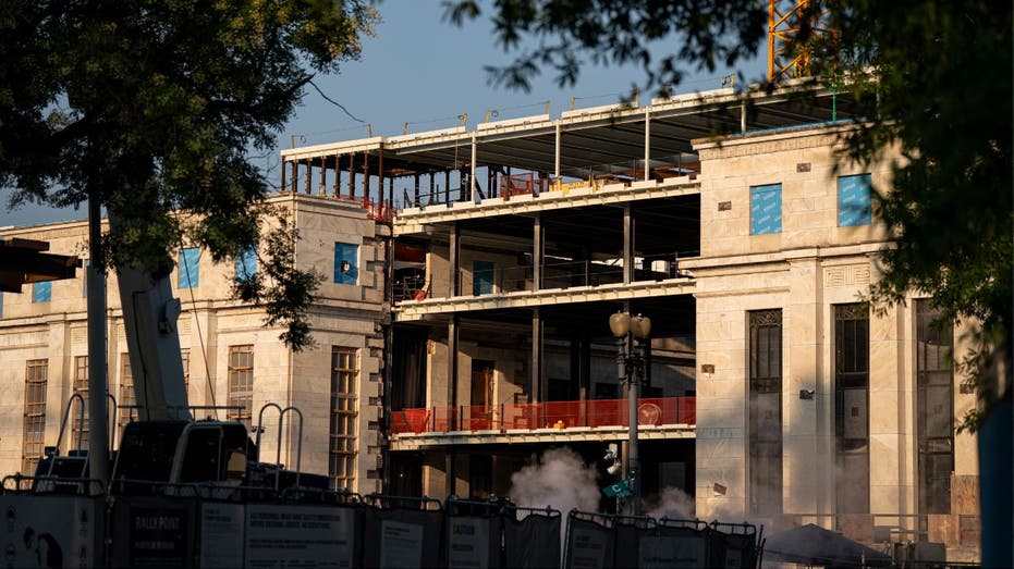 A view of construction at the Federal Reserve building in Washington, D.C.