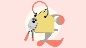 Illustration of house keys with a house-shaped keychain.