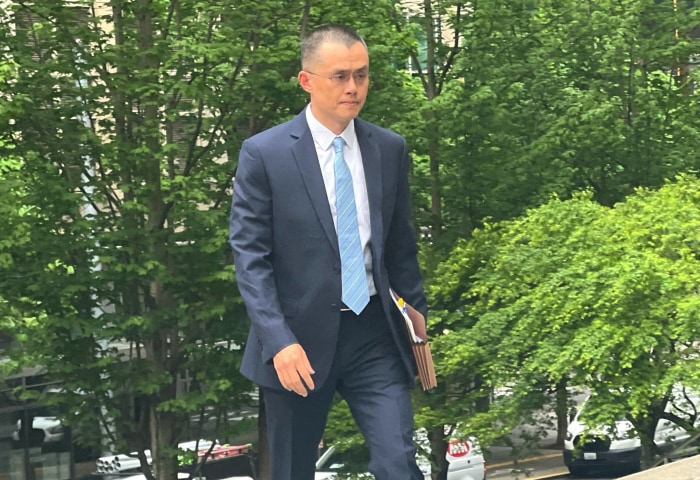 Binance founder Changpeng Zhao arrives for his sentencing in federal district court.