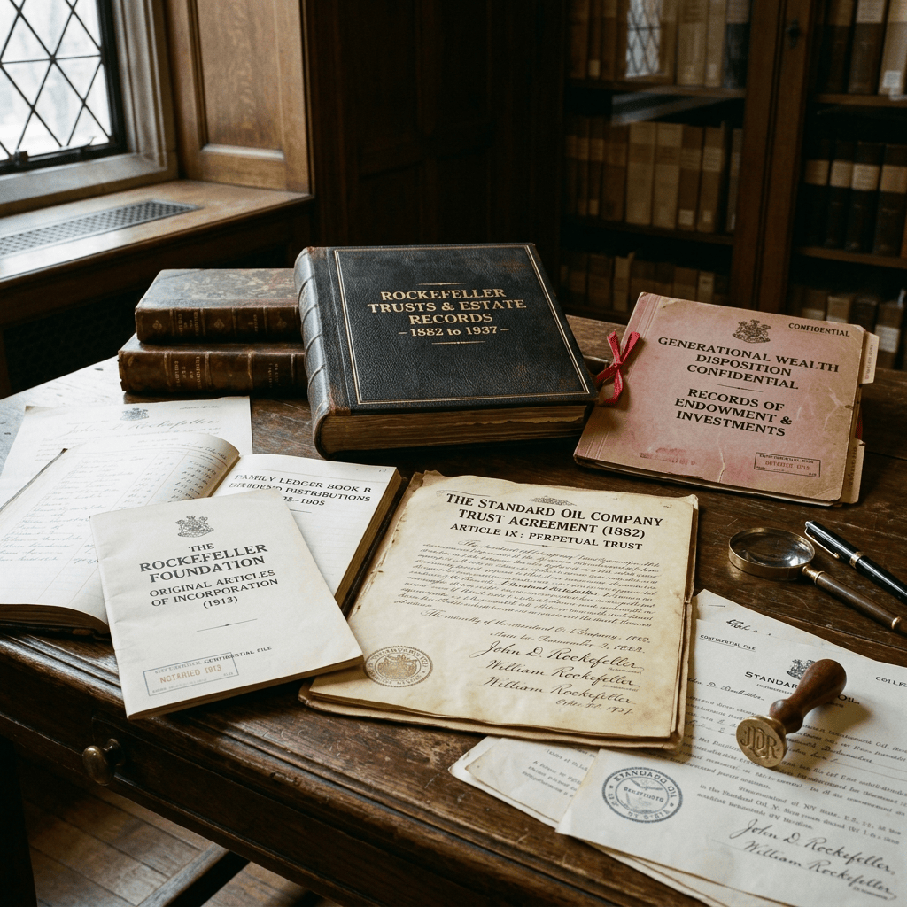 Rockefeller Trusts & Estate Records, Rockefeller Foundation articles, and Standard Oil trust agreement documents