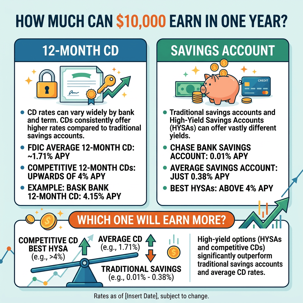 Comparison of CD and savings account earnings