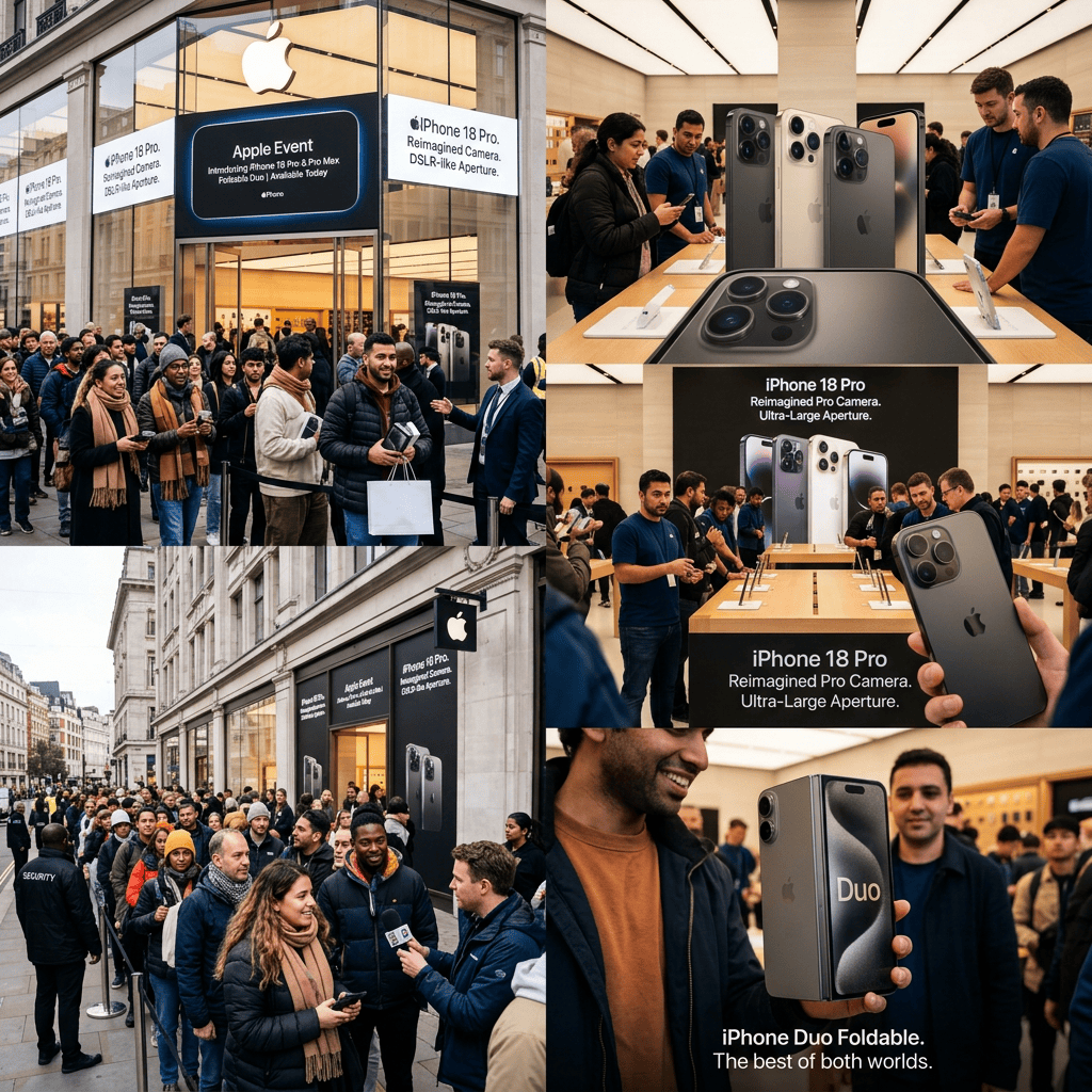 Customers queue for iPhone 18 launch