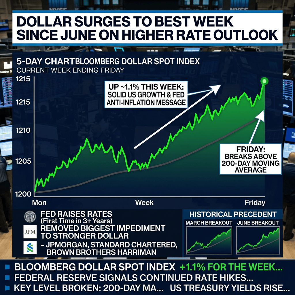 Dollar index surges above key moving average